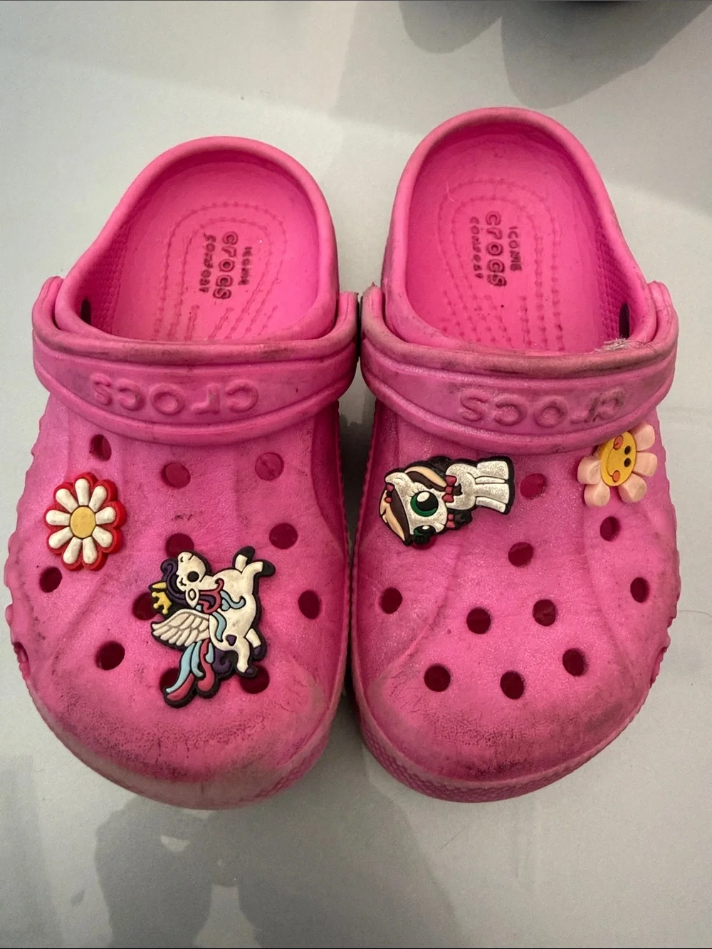 CROCS Kids Water Clogs in Bright Pink with Jibbitz